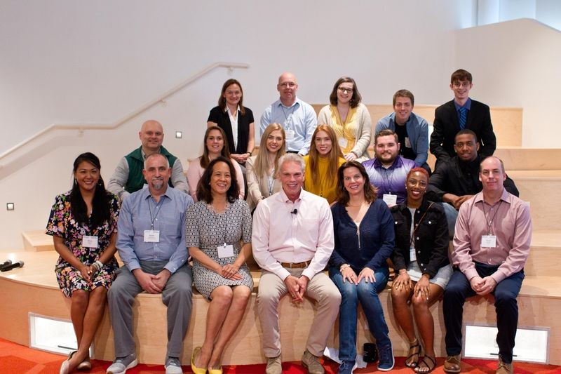 West Virginia students and instructors explore lessons from Silicon Valley with the Exponential Center @CHM and Intuit sponsors—Executive Chairman Brad Smith, Corporate Responsibility VP & CHM Trustee Eileen Fagan, VP of Education Dave Zasada, and Economic Development Consultant Murphy Poindexter.