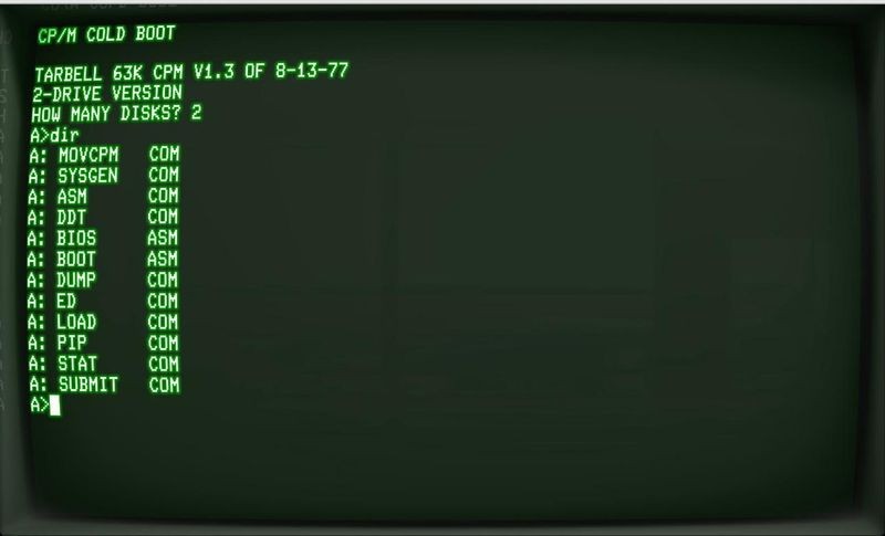 Screen shot of CP/M version 1.3; courtesy of Udo Munk
